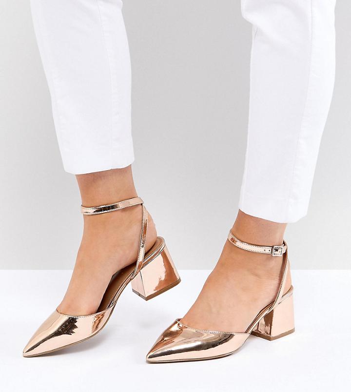 Asos Scarlette Wide Fit Mid Heels - Gold