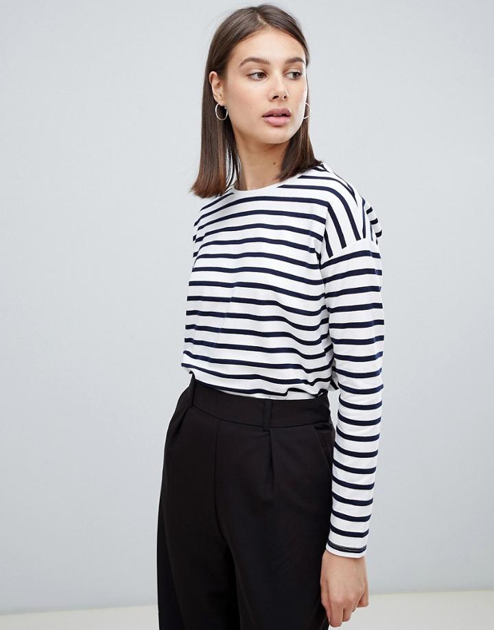 Asos Stripe Top In Baby Loop Back-multi