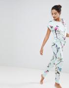 B By Ted Baker Flight Of The Orient Mint Printed Jersey Pant - Green