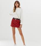 River Island Denim Mini Skirt In Red Tiger Print - Multi