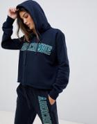 Abercrombie & Fitch Hoodie With Arm Logo Print-blue