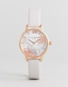 Olivia Burton Ob16vm12 Abstract Floral Midi Leather Watch In Blush-pink