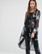 Religion Smock Top With All Over Bird Print - Black