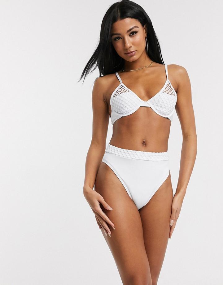 Missguided Mesh Bikini Bottoms In White