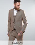 Heart & Dagger Skinny Blazer In Herringbone Tweed - Stone