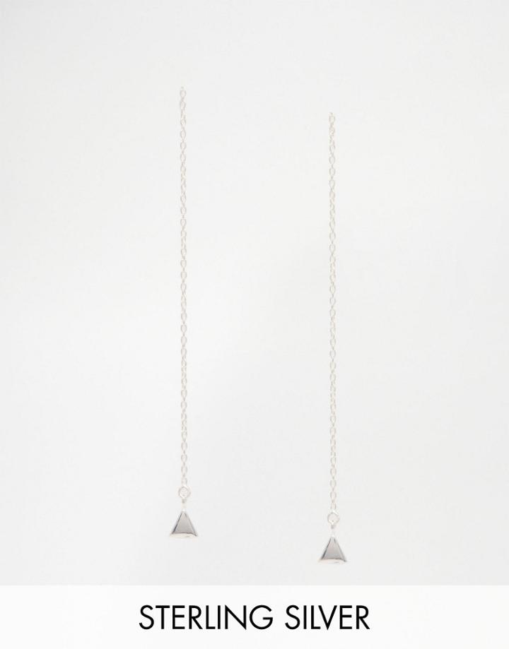 Asos Sterling Silver Triangle Through Earring - Silver