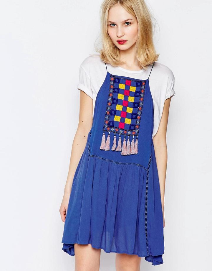 Piper Varacruz Mini Dress With Tassel Bib - Cobalt Blue