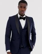 French Connection Occasion Slim Fit Tuxedo Suit Jacket-navy