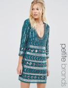 Maya Petite Dress With Scoop Neck And Heavy Embellishment - Green