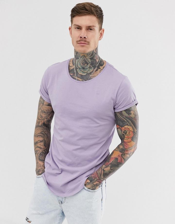 G-star Vontoni Long Line T-shirt In Lilac-purple