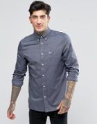 Fred Perry Oxford Shirt With Pocket In Dark Carbon In Slim Fit - Blue