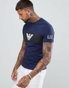 Ea7 Slim Fit Graphic Series Eagle Logo T-shirt With Stretch In Navy - Navy