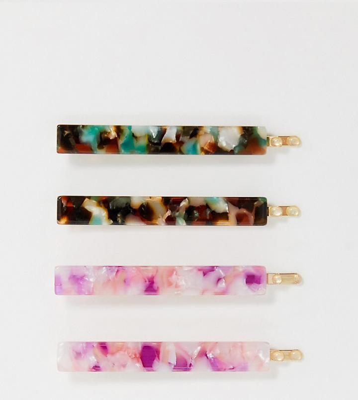 Reclaimed Vintage Inspired Resin Hair Slide Pack-multi