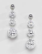 Asos Design Earrings In Disco Ball Design In Silver - Silver