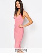 Club L Midi Dress With Cami Strap - Geranium Pink