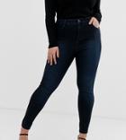 Simply Be Lucy High Waist Skinny Jeans In Dark Blue