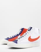 Nike Blazer Mid '77 Emb Sneakers In White/orange