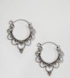 Kingsley Ryan Sterling Silver Mini Ornate Hoop Earrings - Silver