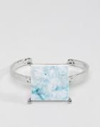 Asos Cuff Bracelet With Colored Marble Effect Recycled Cotton Stone - Silver