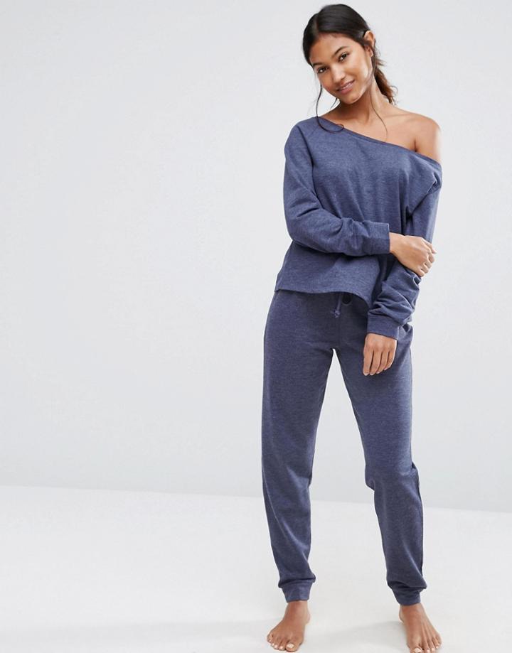 Asos Lounge Jersey Jogger - Navy