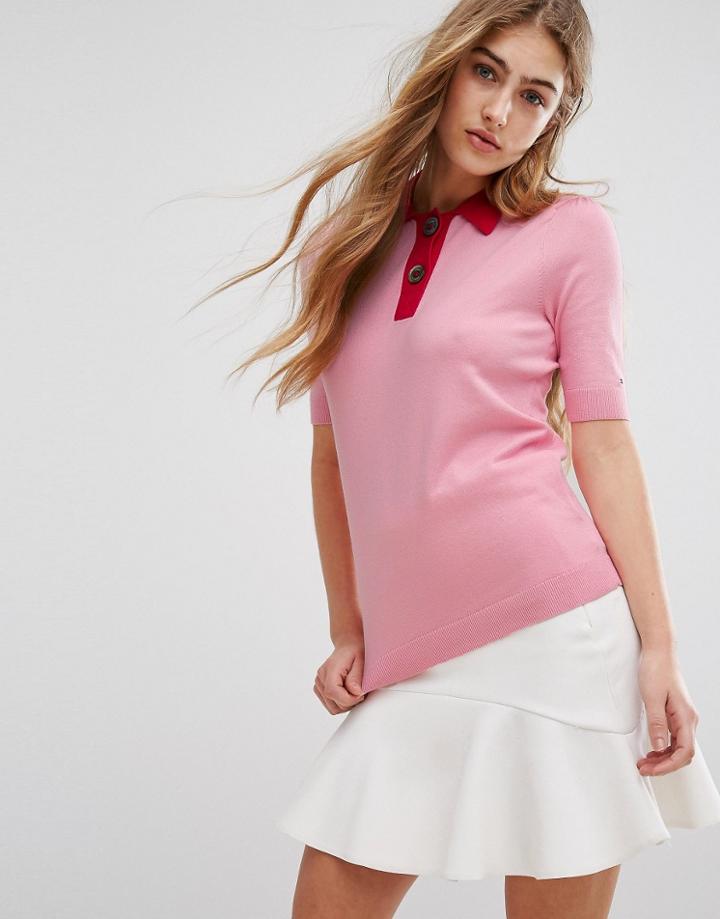 Tommy Hilfiger Retro Knit Polo T-shirt - Pink