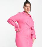 In The Style Plus X Billie Faiers Drape Shirt Dress With Tie Front Detail In Pink