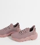 Asos Design Wide Fit Dexter Chunky Knit Lace-up Sneakers In Rose-neutral