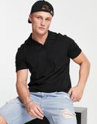 Only & Sons Camp Collar Polo Shirt In Black