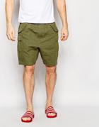 Asos Slim Shorts With Cargo Styling In Khaki - Khaki