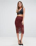 New Look Premium Circle Lace Pencil Skirt Co-ord - Red
