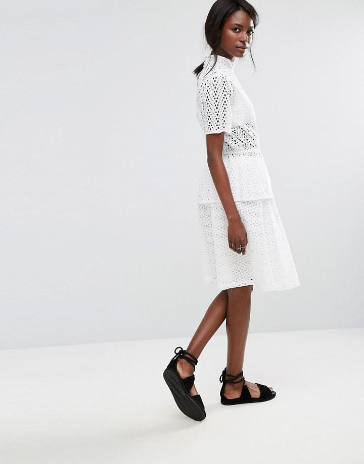 Selected Broderie Anglaise Skirt - White