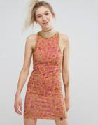 Illustrated People Paisley Bodycon Dress - Orange