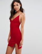 Club L Mini Cami Dress With Split - Red