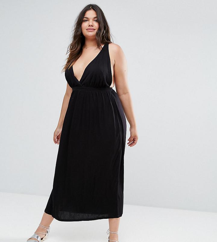 Asos Design Curve Halter Maxi Dress - Black