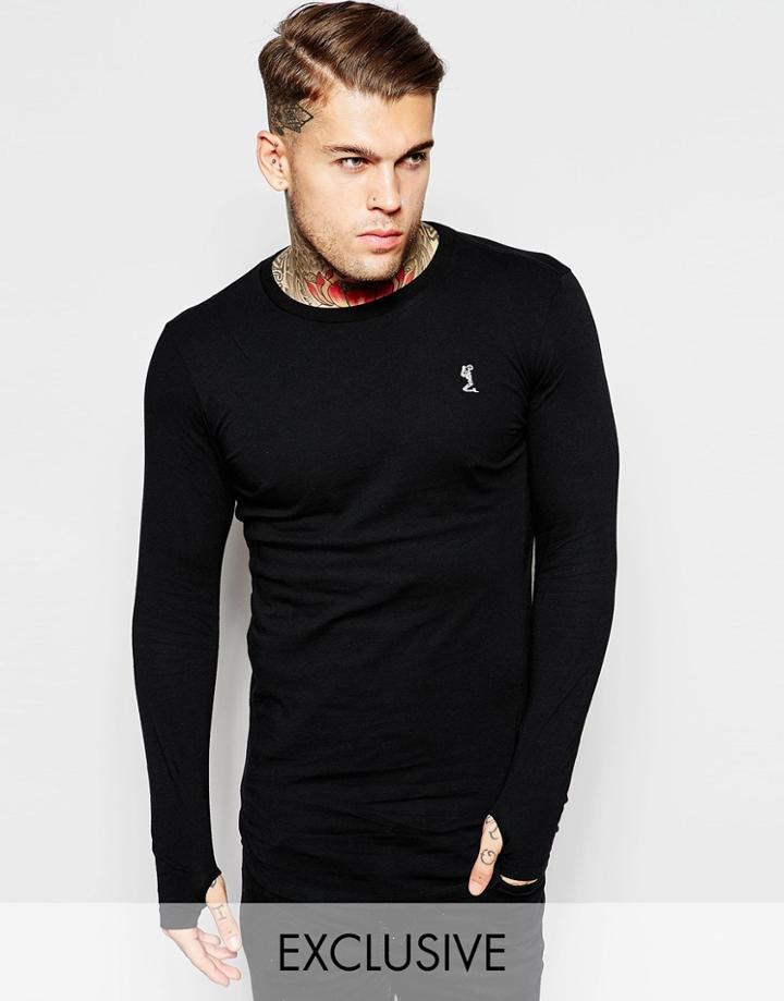 Religion Longline Long Sleeve Top - Black