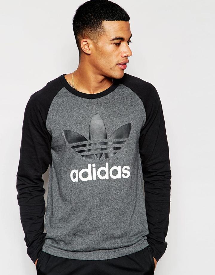 Adidas Originals Long Sleeve Raglan T-shirt Aj6956 - Gray