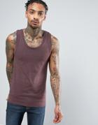 Asos Muscle Vest In Oxblood Marl - Red