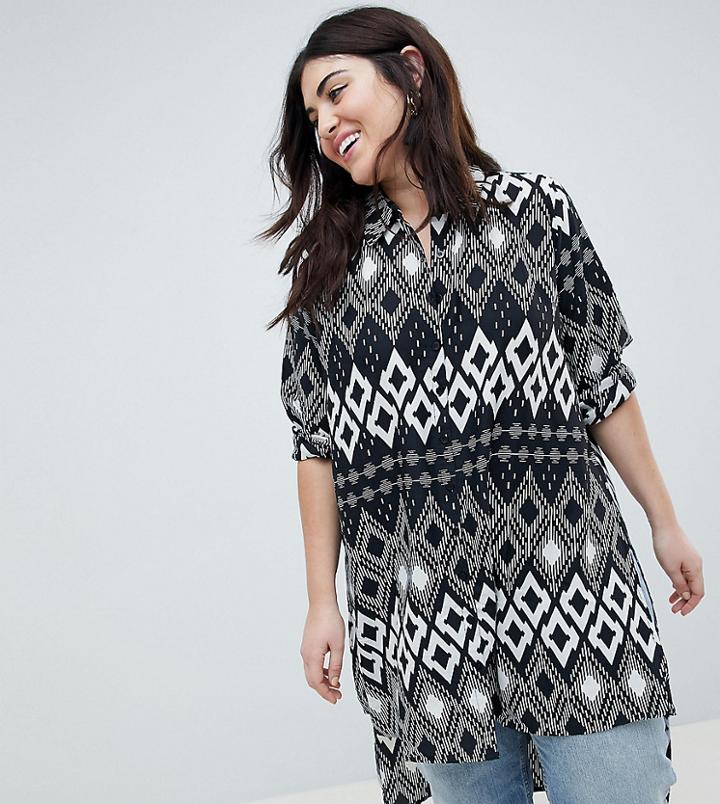 Koko Diamond Print Longline Shirt - Multi