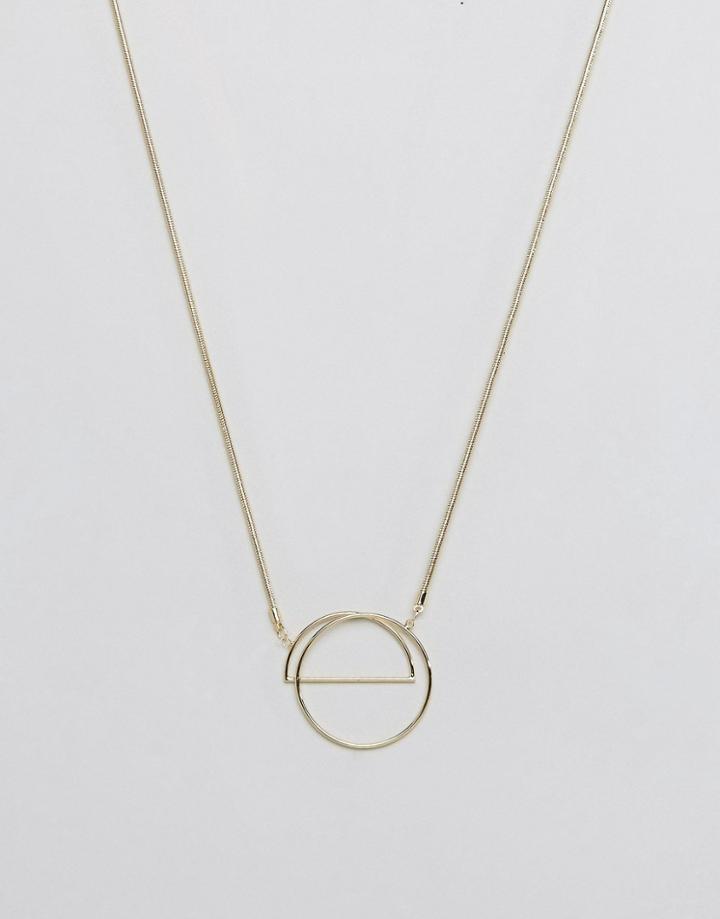 Pieces Long Circle Pendant Necklace - Gold