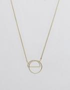 Pieces Long Circle Pendant Necklace - Gold