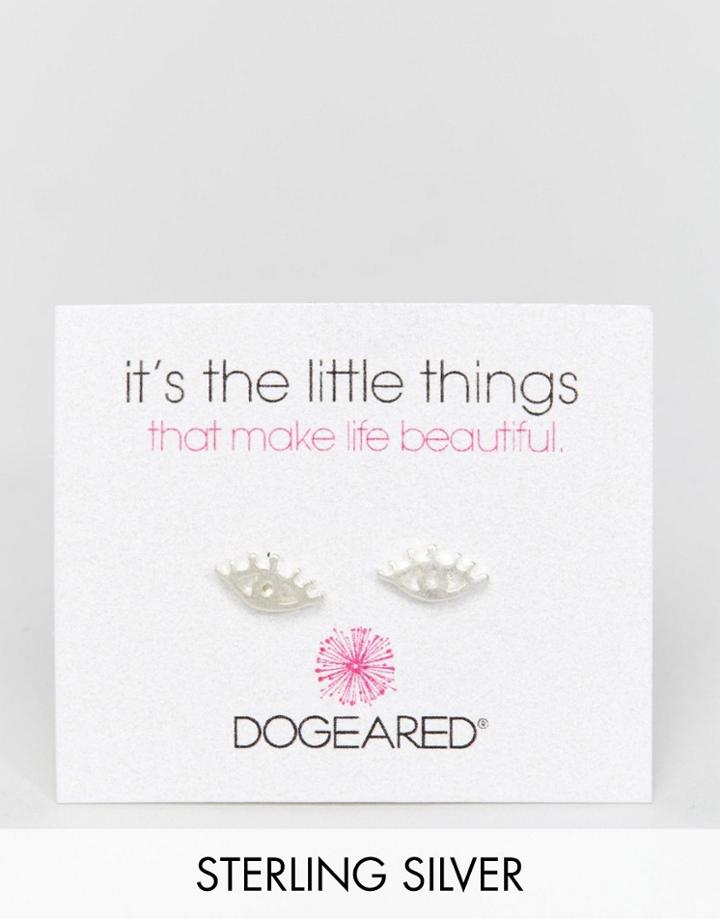Dogeared Sterling Silver Eye Lashes Stud Earrings - Silver