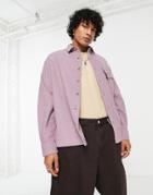 Asos Design Boxy Oversized Wool Mix Shirt In Dusky Lilac-purple