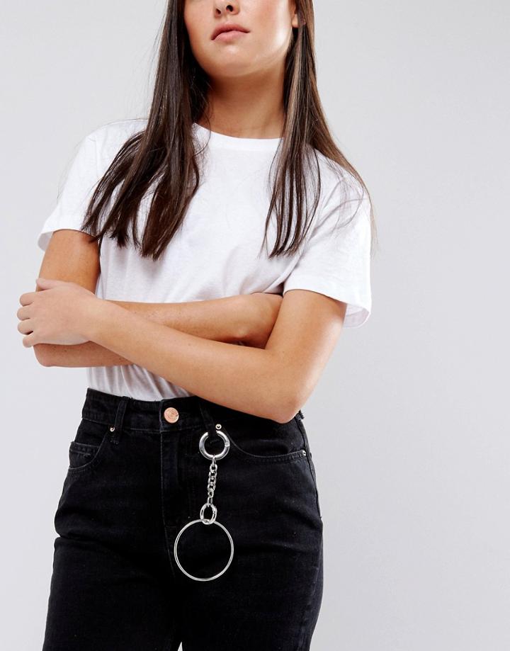Asos Oversized Ring Detail Lanyard - Silver