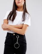 Asos Oversized Ring Detail Lanyard - Silver