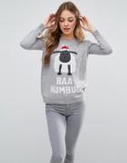 Brave Soul Baa Humbug Sheep Holidays Sweater - Gray