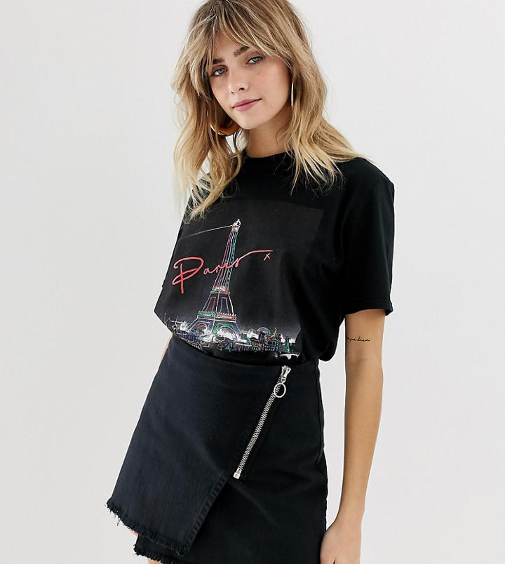 Reclaimed Vintage Inspired T Shirt With Paris Postcard Print - Black