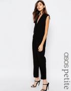 Asos Petite Sleeveless Wrap Jumpsuit - Black