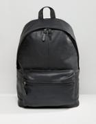 Asos Leather Backpack In Black - Black