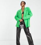 Missguided Boxy Oversized Blazer In Bright Green - Part Of A Set