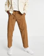 Pull & Bear Cord Wide Leg Pants In Brown